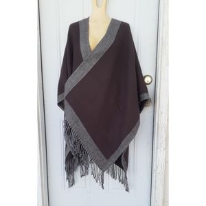 Vintage Soft Woven Blanket Poncho Scarf Wrap